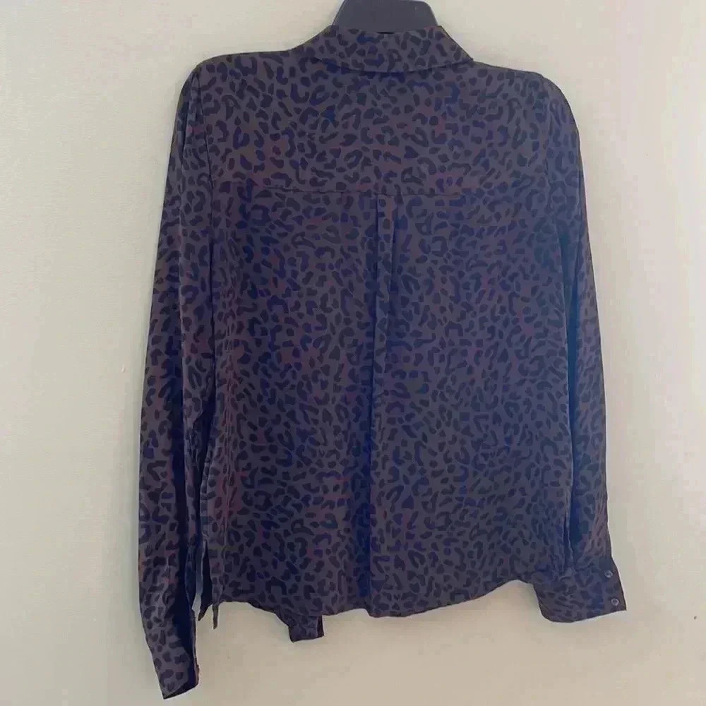 EUC Minimum Bilda Brown Leopard Print Button Down 100%viscose Women Shirt- EU 34 - Picture 7 of 13